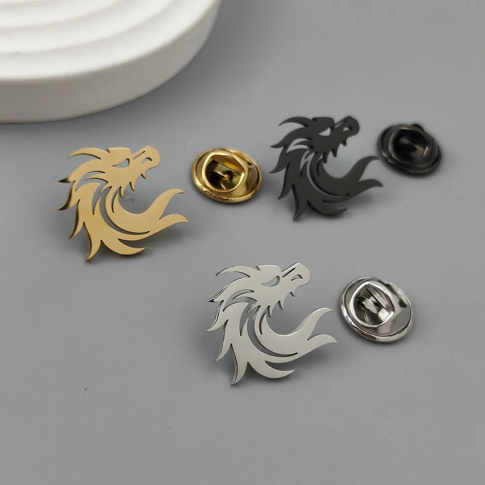 Cross border hot selling creative low-key dragon pattern brooch, high-end suit lapel pin in stock