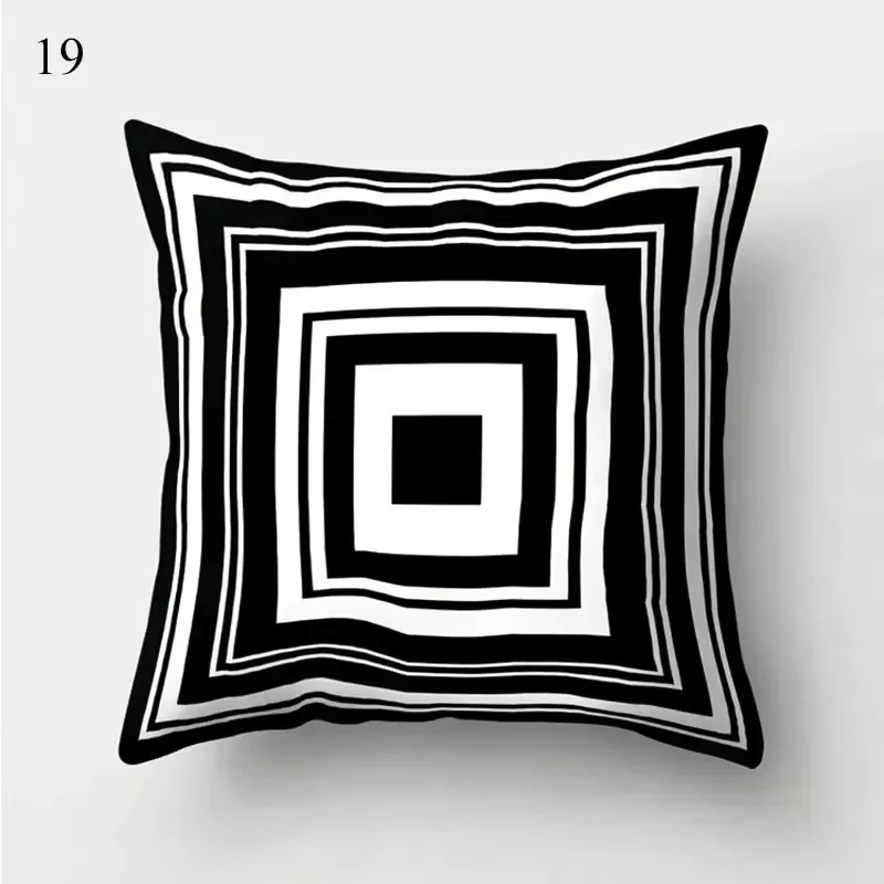 Black White Geometric Pillow Case, Modern Pattern Cushion Cover for Home Decor, Suitable for Bedroom Sofa Car Office