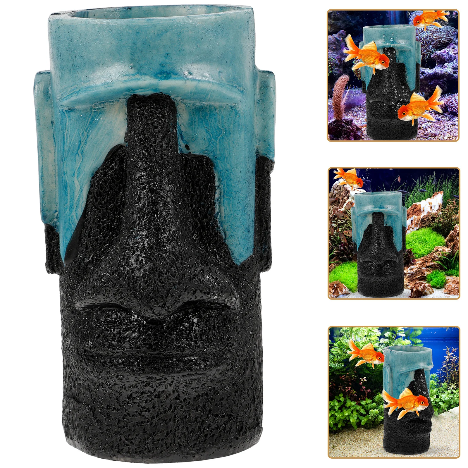 

Aquarium Decorative Statues Accessories Moai Desk Decorations Fish Tank Ornament
