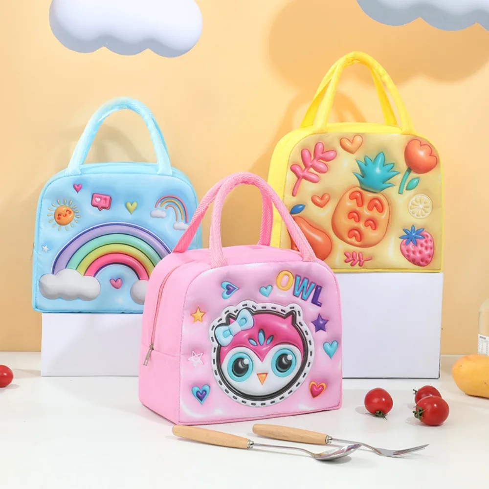 

New 3D Children's Lunch Box Bag Cartoon Thickened Thermal Insulation Bag Cool Storage Aluminum Foil Fresh Storage Bag For Kids