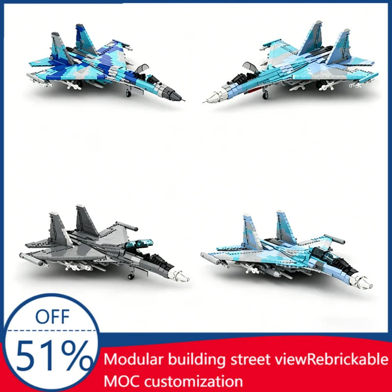 

Customize Series Sukhoi Su-30 various colors 43 Fighter Jet MOC Military Model Assembly Building Educational Toy Festival Gifts