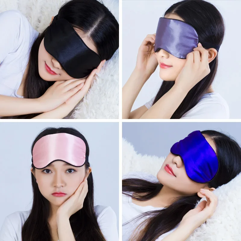 1pcs Eye Cover Silk Sleep Eye Mask Sleeping Padded Shade Patch Eyemask Blindfolds Women Men Travel Snore Relax Rest