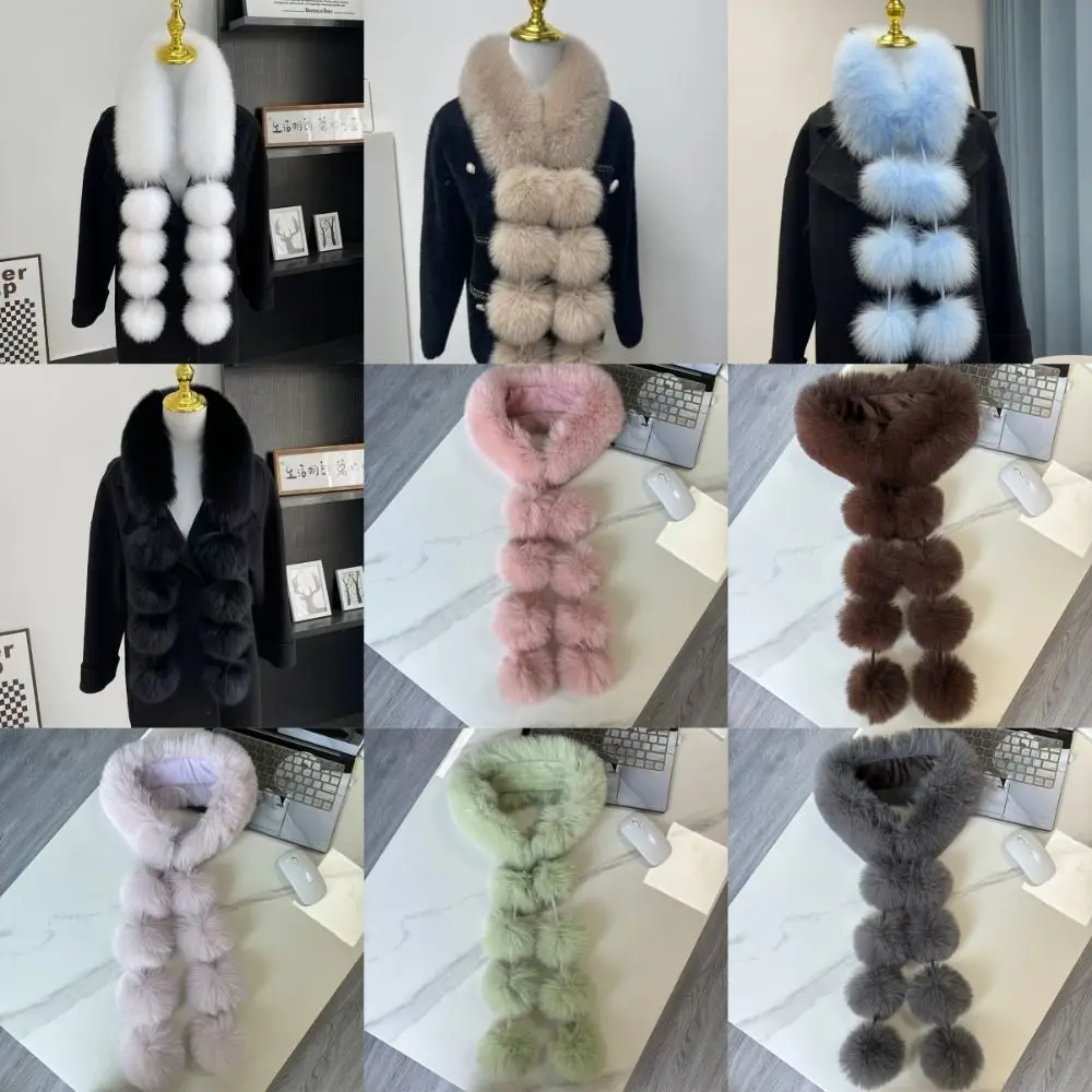 

Сплошной цвет, зимний длинный шарф, шаль, утепленный мягкий шейный платок, женский шарф из искусственного лисьего меха