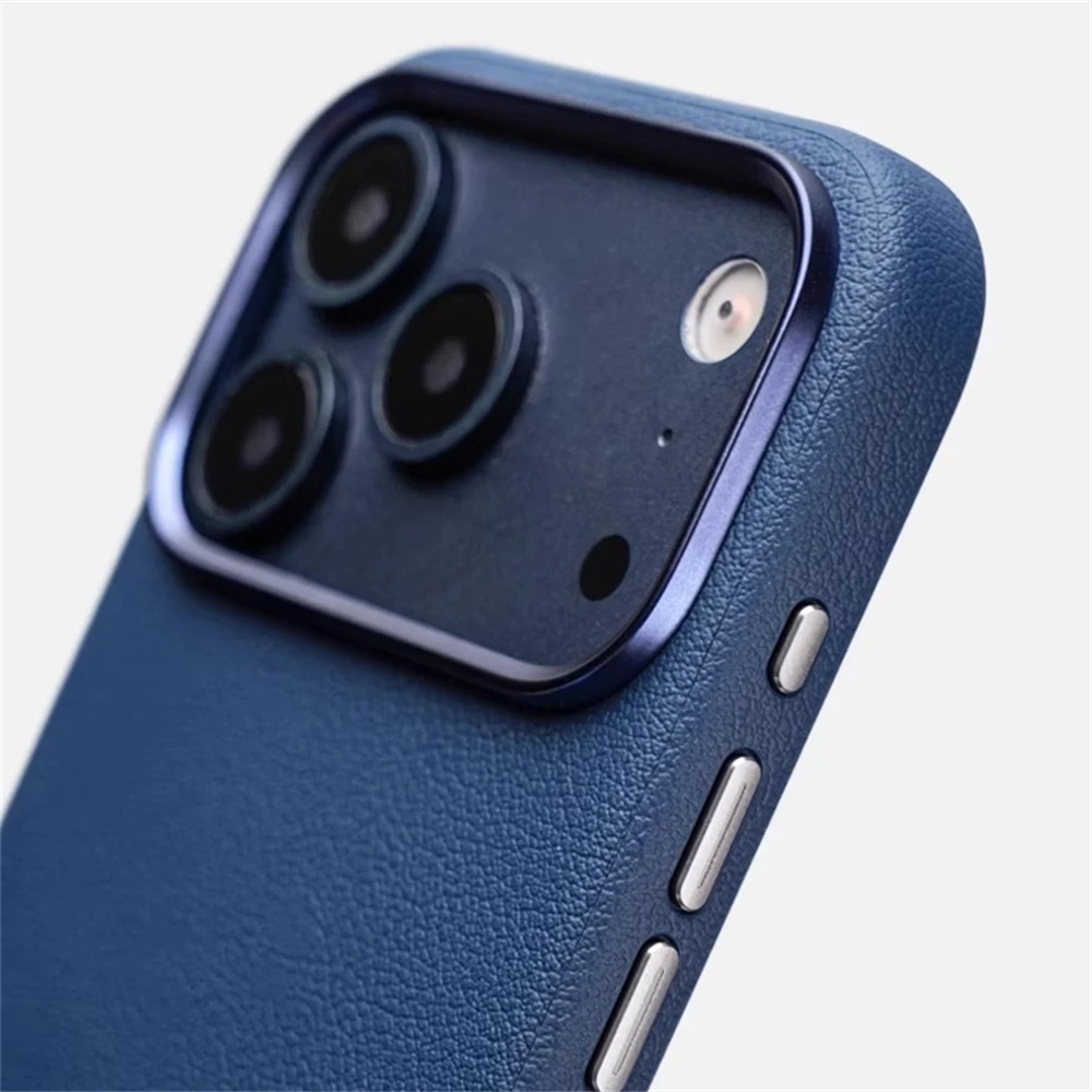 Luksusowe, biznesowe, odporne na wstrząsy etui z PU skóry z przyciskiem do aparatu do iPhone 18 17 Pro Max Air, kompatybilne z bezprzewodowym ładowaniem magnetycznym Magsafe. — zdjęcie produktu 3