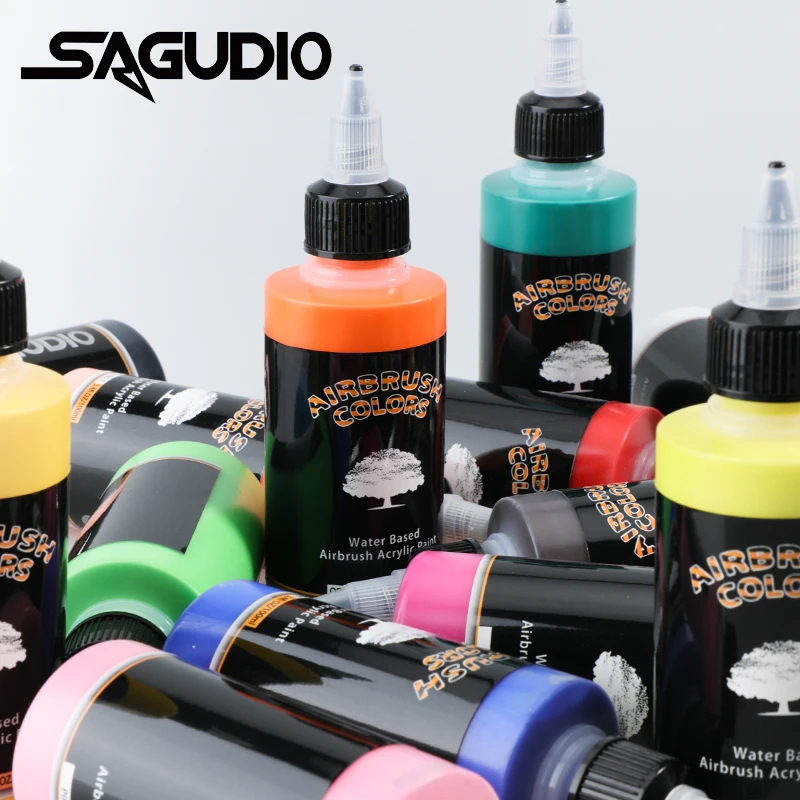 SAGUD aerógrafo pintura acrílica DIY hecho a mano 100 ML/botella tinta aerógrafo para modelar arte textil zapatos pintura de madera