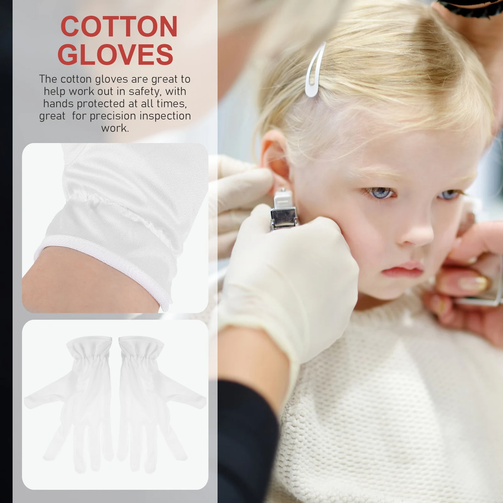 

6Pairs Cotton Gloves for Jewelry Inspection Wear-Resistant Soft Comfortable Gloves Men Women for Coin Handling Archival Art