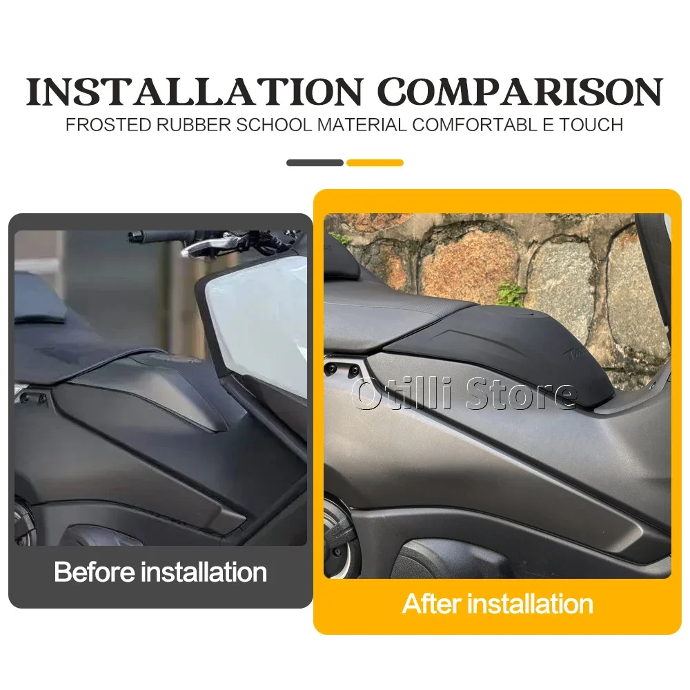 لياماها TMAX 560 T-MAX T-MAX560 TMAX560 2022-2025 غطاء خزان الوقود حماية المطاط خزان وسادة النفط الغاز حامي غطاء الديكور