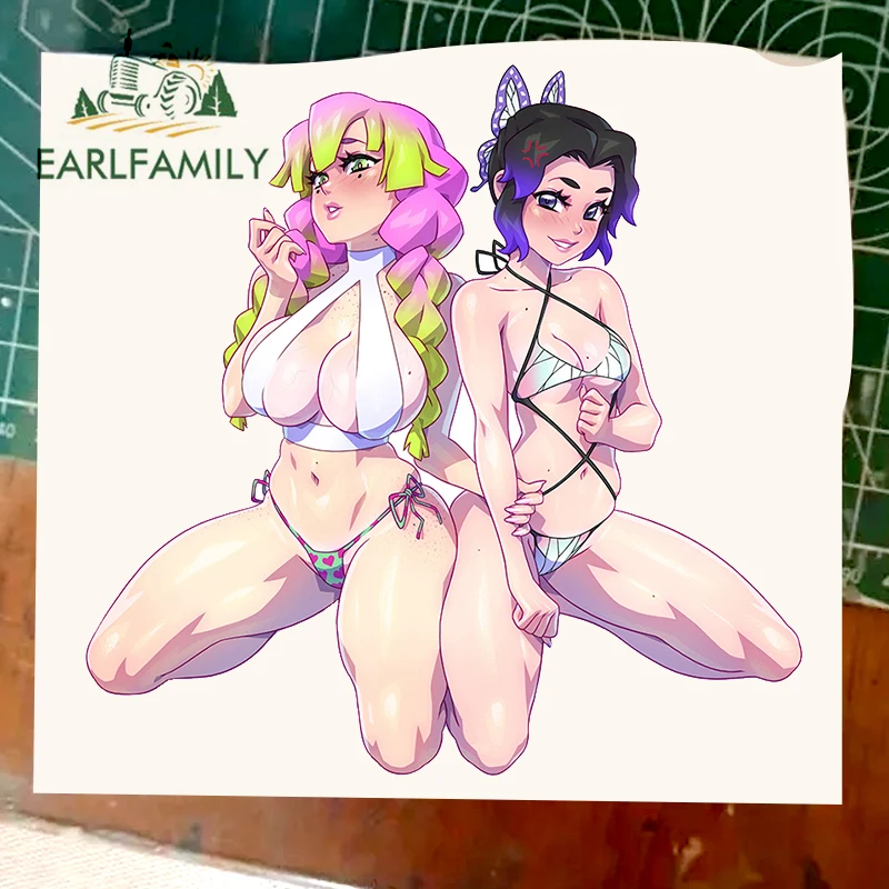 EARLFAMILY 13 cm x 11,4 cm Kochou Shinobu Waifu Aufkleber Riesige Brüste NSFW Hentai Brüste Dämon Ecchi Autoaufkleber Laptop Dekoration