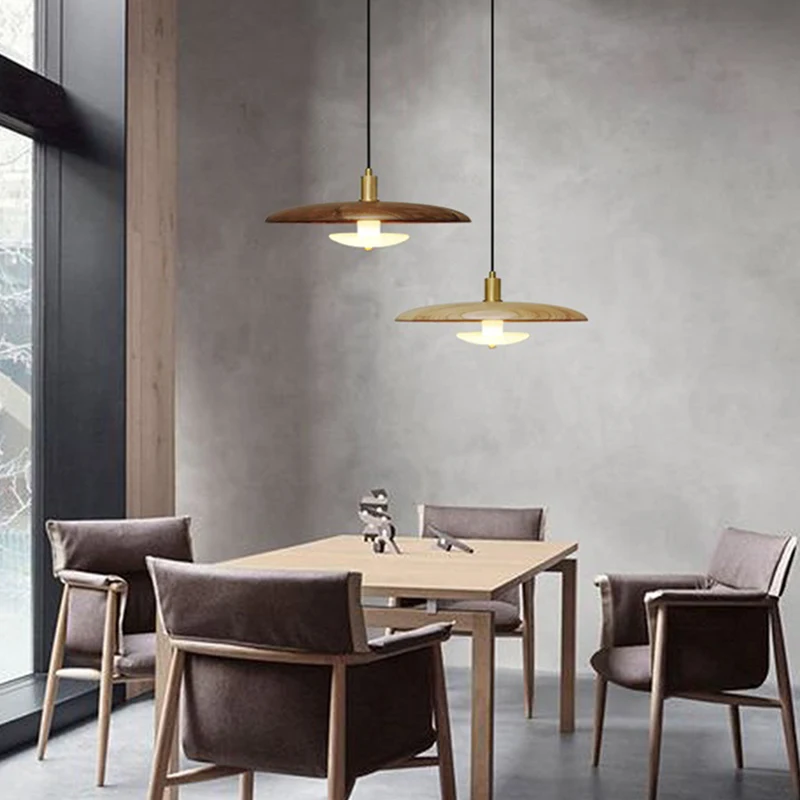 Nordic restaurant solid wood pendant lights Japanese dining room table walnut luxury villa bar teahouse marble pendant lamp