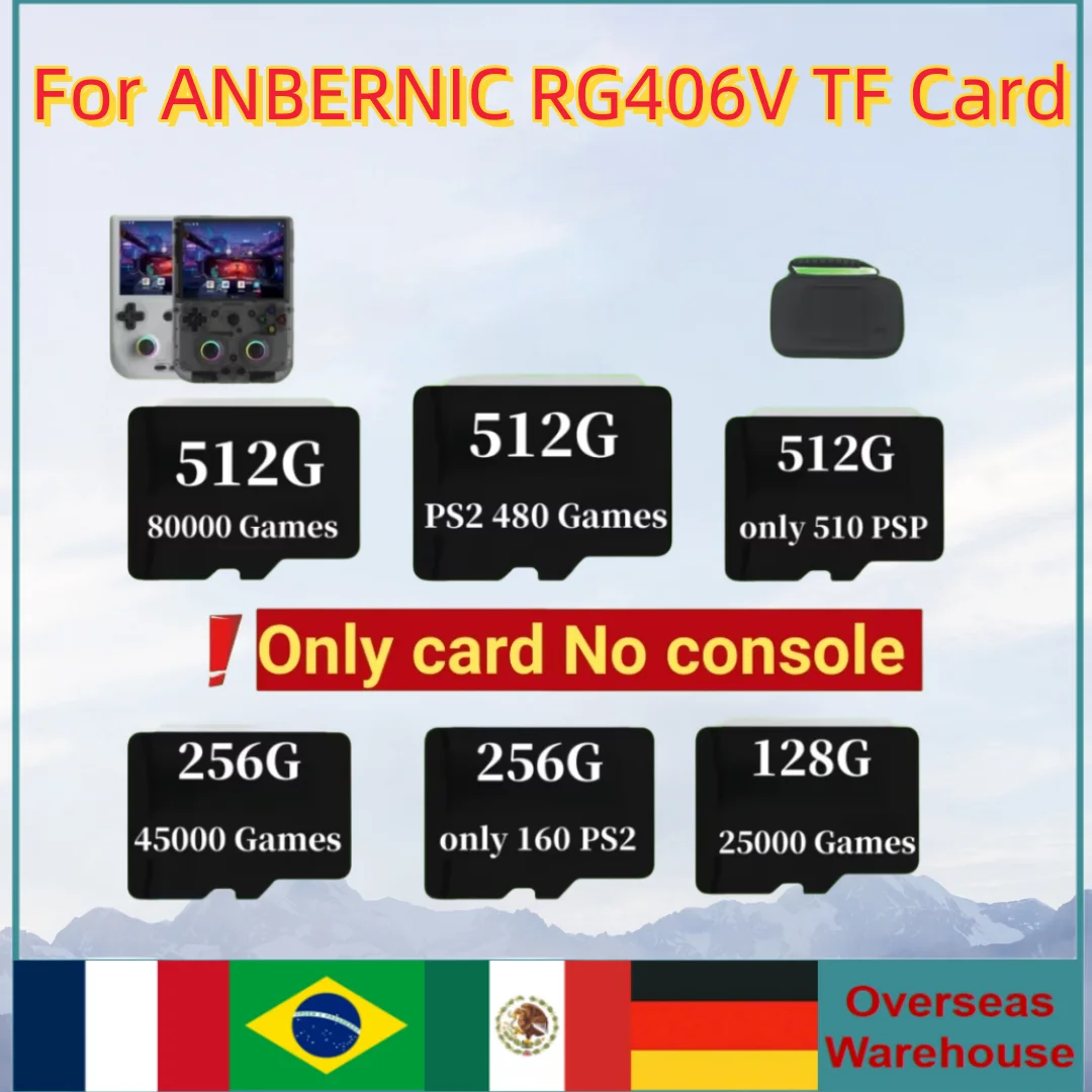 For Anbernic RG406v Tf Card Plug&play Pre-install Retro Games Memory Card Video Game Consoles Psp  512g 80000 Games Card Ps2