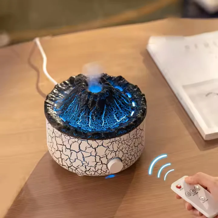 

Wholesale Portable Volcano Aroma Diffuser 560ml Blue Red Flame Mist And Jellyfish Mist Air Humidifier Home Office Bedroom Desk