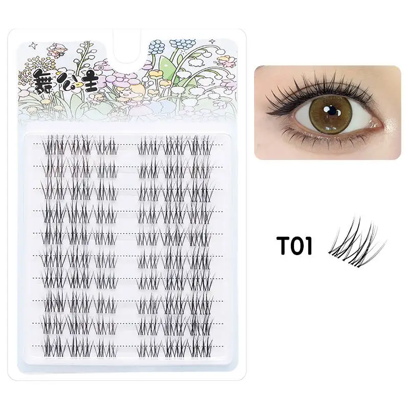 DINGSEN 10 Reihen Natürliche DIY Wimpernbüschel Einzelne Wimpern Anime Falsche Wimpernbüschel Handgefertigte Wimpernverlängerungs-Sets – Detail 22