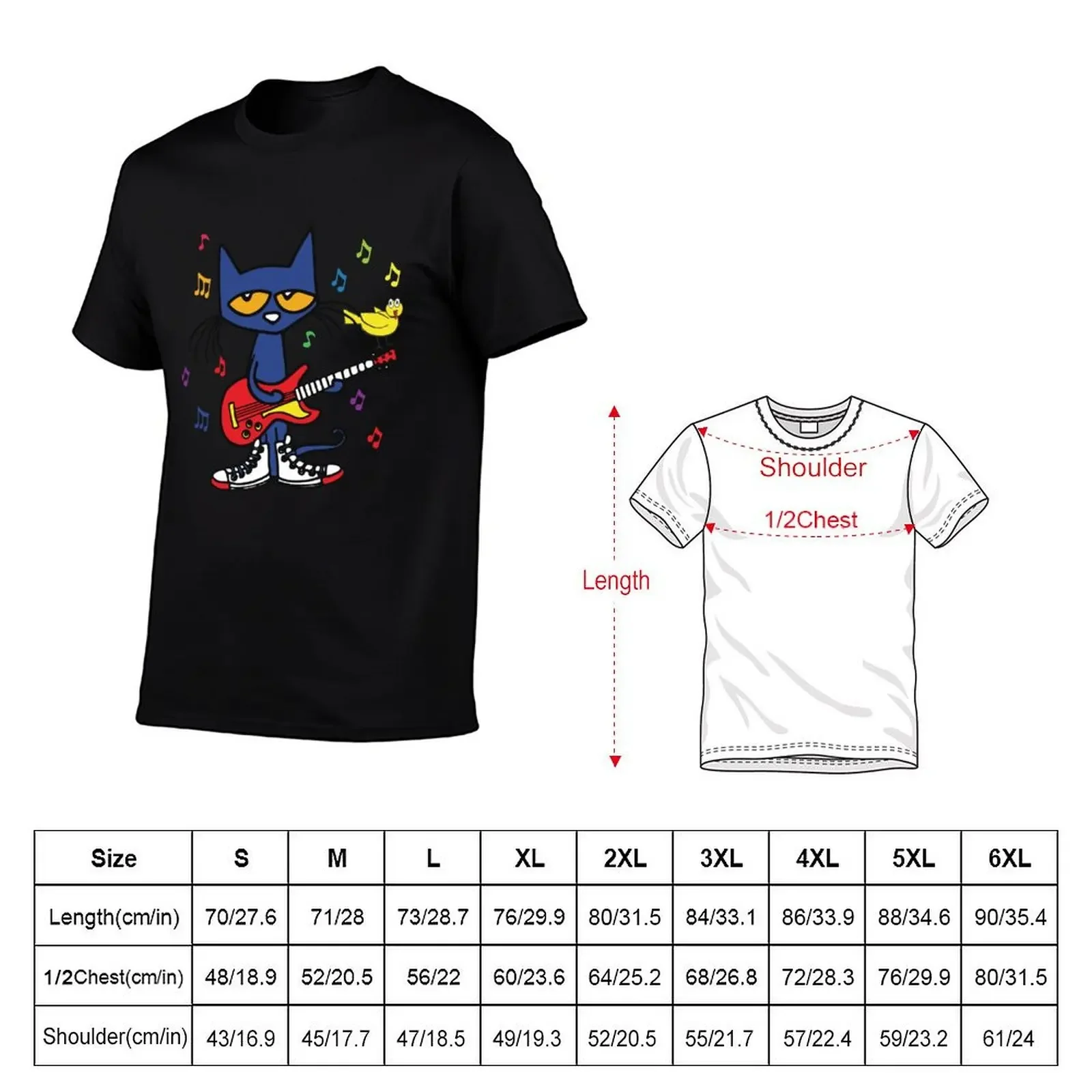 Rock and Read Yellow Bird Pete the Cat with his Red Guitar and white Shoes T-Shirt oversizeds plain mens cotton t shirts