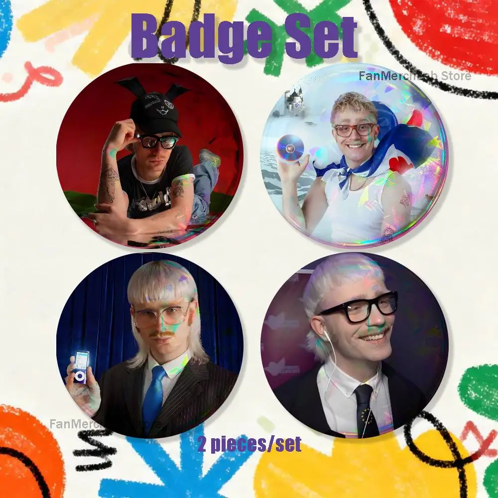 

Eurovision 2024 Joost Klein 2-piece set Pins Backpack Clothes Jewelry Accessories Round Brooch Button Badge Collection Gifts