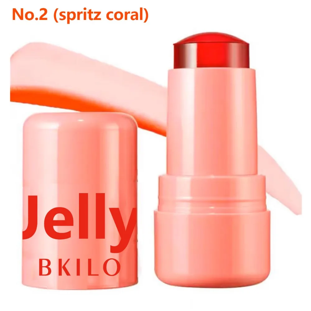 Barra de tinte Jelly rubor para mujer, resistente al agua, 3 en 1, hidratante facial para ojos, brillo de labios mate, larga duración, 4 colores, colorete en polvo, maquillaje