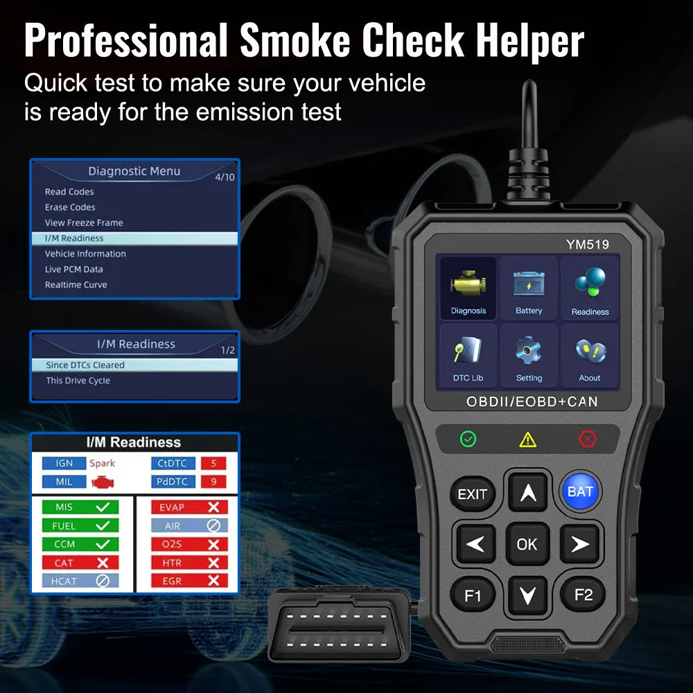 Picture 6: Check Engine System YM519 Battery Tester Code Reader OBD2 Code Reader Multi-language Fault Code Scanner Car Diagnostic Tool