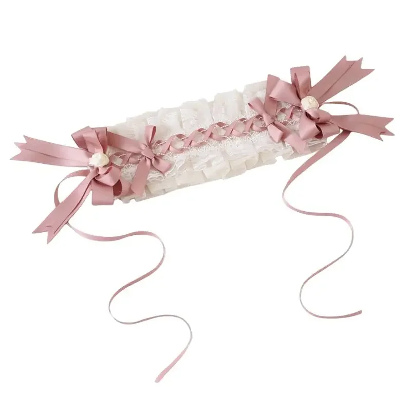 Coalfell Generate Lolita Japanese Elegant Flat Hat Lolita Lace Headband Headwear Flower Wedding Hat Butterfly Knot Hairband