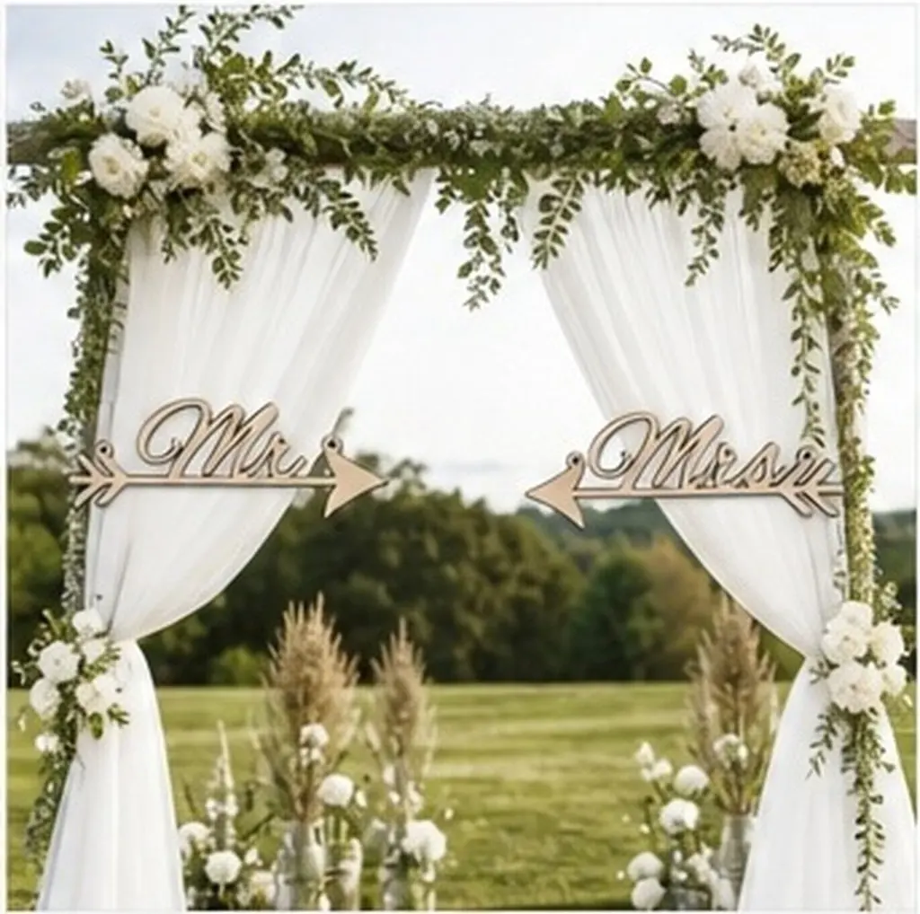 Boxwood Arrow Wedding Sign – Rustic Wooden Letter Chair Decoration for Home & Party Decor