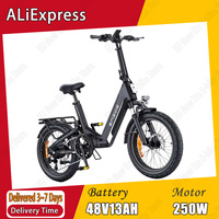 ENGWE L20 Boost 3.0 Foldable Electric Bicycle 250W Motor 48V13Ah Lithium Battery Adult E-bike 20*3.0 Inch Fat Tire Electric Bike