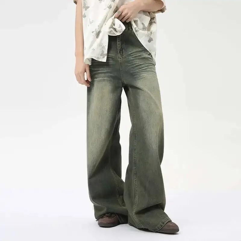 أزياء فضفاضة للرجال مستقيم الدينيم السراويل النمط الأمريكي عارضة البالية تصميم واسعة الساق الجينز الصيف الاتجاه الجديد #1