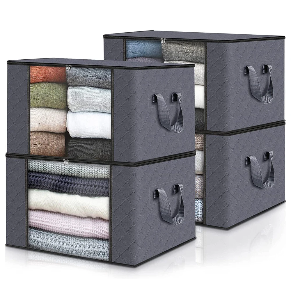 Quilt Storage Bag Foldable Clothing Organizer Larg Capacity Blanket Sorting Bag Dustproof Closet Wardrobe Organizers Storage Box