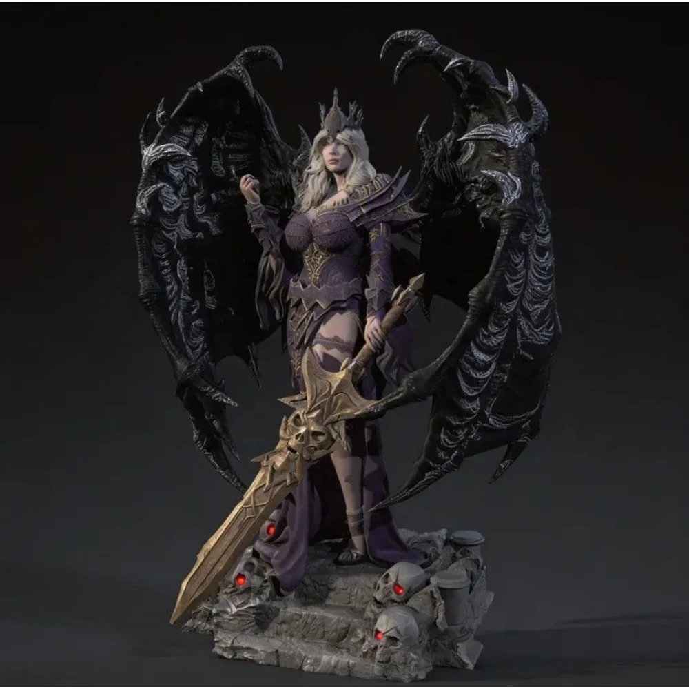 50mm 75mm 90mm Dark Angel Demon Queen 3D Printed Model Resin Blank White Sculpture Figurine Miniature Decoration Craft