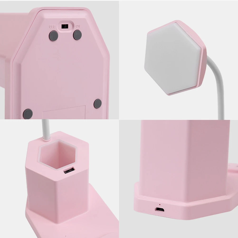 1PC Touch Tisch Lampe USB Lade Augenschutz Lernen Lampe Stift Container LED Desktop Lampe (Rosa)