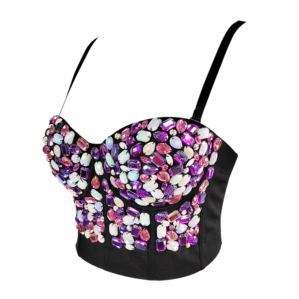 Colorful Acrylic Straps Bustier - Sexy Underwire Corset Top for Parties & Stage Performances Boning for Clubbing Underbust