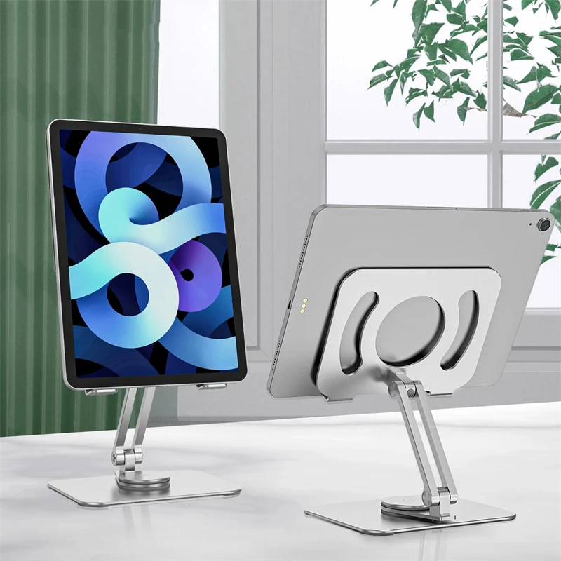 Tablet-Halter für iPad Pro Stand Rotation tragbare faltbare Aluminium-Desktop-Halterung Unterstützung für Samsung Tab Laptop-Handy