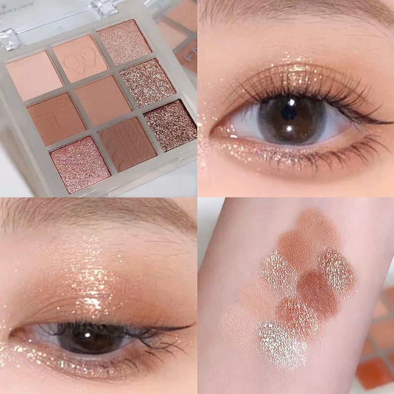 펄 광택 및 매트 마감이 있는 아이섀도 팔레트 - 9가지 색상 아이섀도 팔레트 오래 지속되는 메이크업 팔레트, 다용도 메이크업