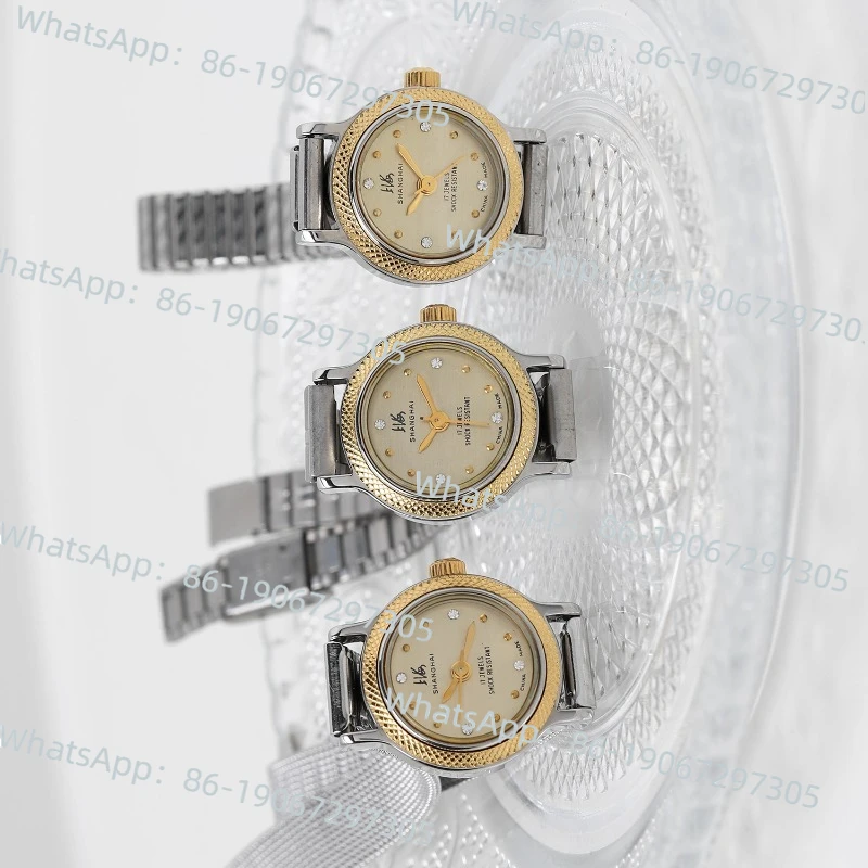 

1990s Shanghai brand gold simple retro steel belt small silver watch mesh strap manual mechanical women's watch