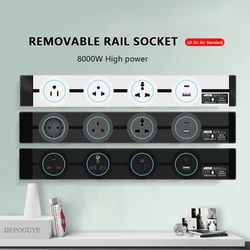 Wall Power Track Socket EU UK FR Korea Standard Home Kitchen Bathroom Office Wall Electric Sockets Plugs Adapters White Black