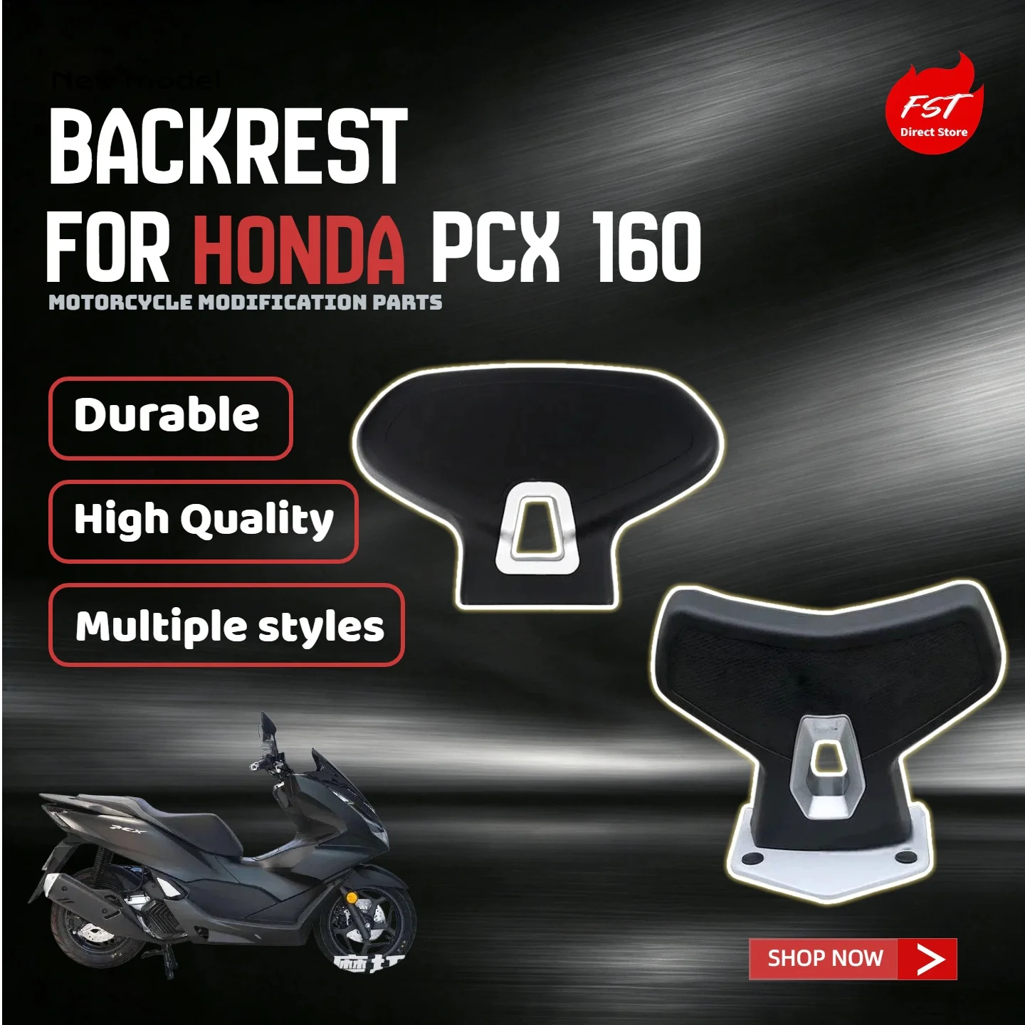 For Honda PCX160 2021‑2026 Motorcycle Comfort Rear Passenger Backrest, No‑Drill Direct Fit Modified Accessories