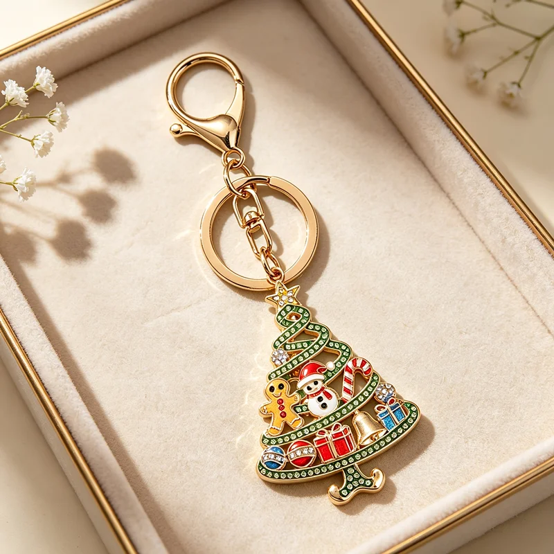 1 Piece Rhinestone-Embellished Christmas Tree Keychain, with a Playful and Colorful Christmas Design, Suitable for Bag Keychain Decoration, Can Be Used as a Christmas Holiday Gift Accessory