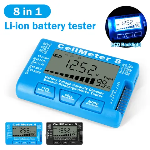 CellMeter-8 Li-ion Battery Tester LCD Digital Battery Voltage Capacity Checker Balance Charger Tester LiPo Life NiCd NiMH Meter