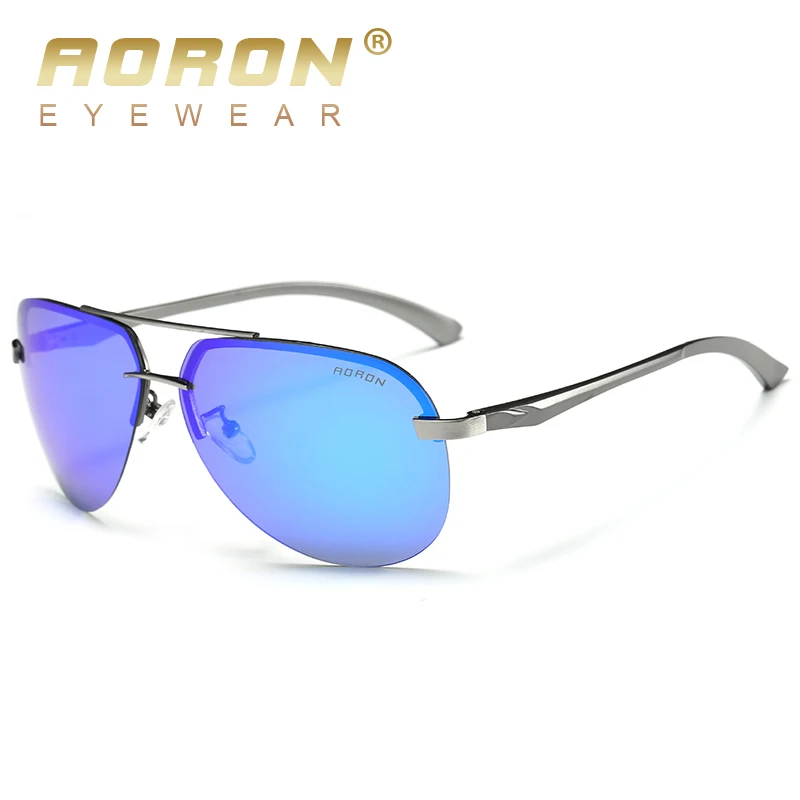 AORON Men Polarized Sunglasses Men Brand Design Sun Glasses  Aluminum Leg Mirror Lens Sunglasses for Men/women