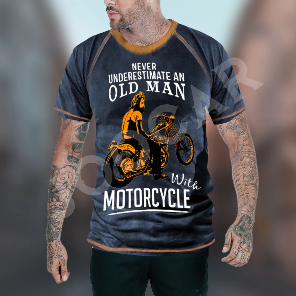 Summer Men\'s Outdoor Vintage Motorcycle O-Neck T-Shirt For Men Vintage Clothes Streetwear