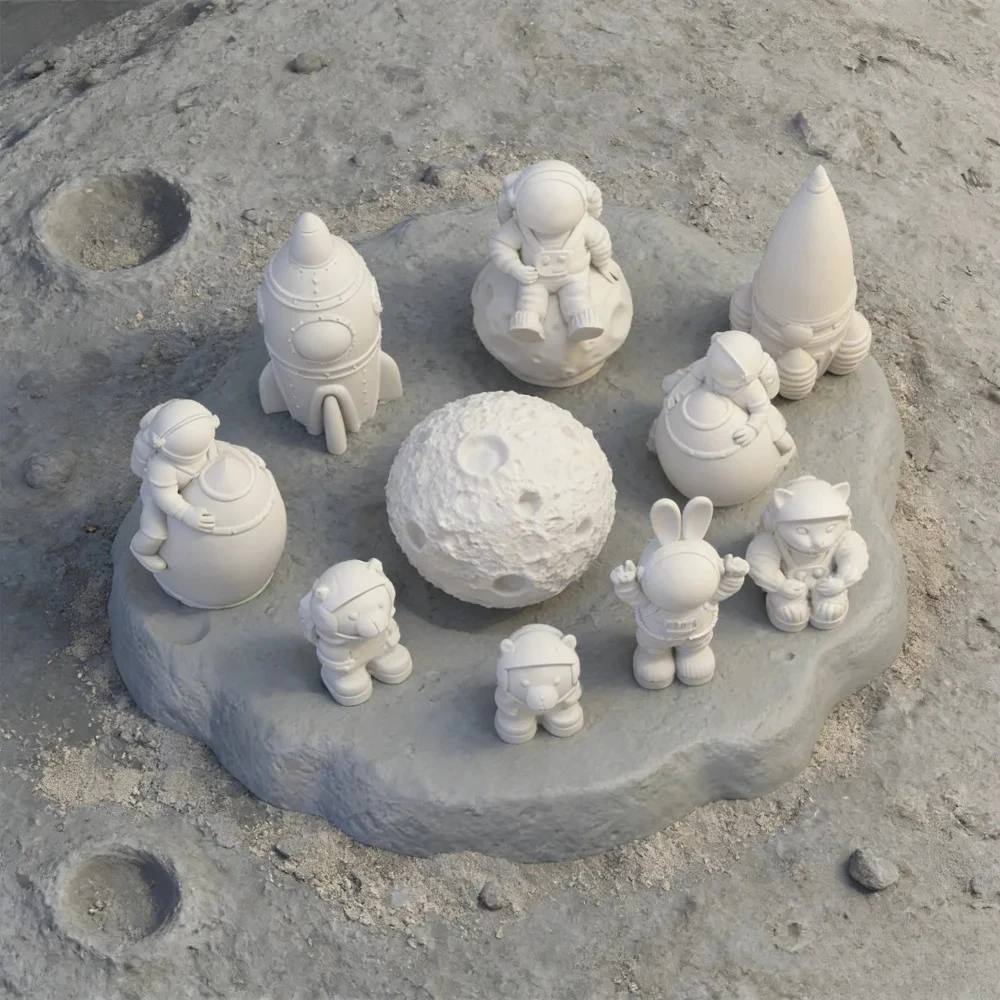 3D Astronaut Silicone Candle Mold Outer Space Theme Star Rocket Spaceman Mould DIY Handmade Craft for Plaster Gypsum Resin Decor