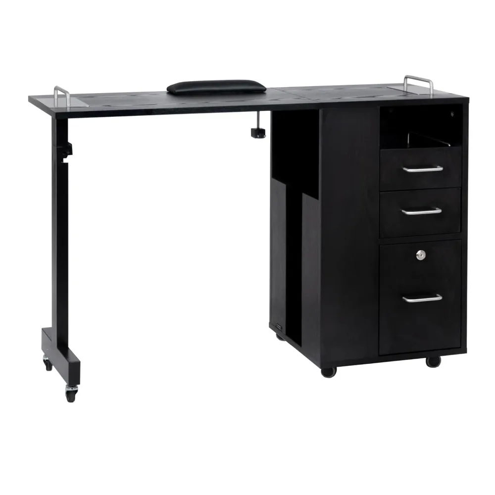 

Manicure Table Versatile Rolling Salon Nail Table Salon Furniture & Equipment, Weight 80 lbs, 15"D x 16.5"W x 29.5"H, Black