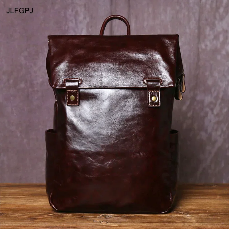 New Genuine Leather Backpack For Men Vegetable Tanned Top Layer Cowhide Large Capacity Business Travel Computer Bag