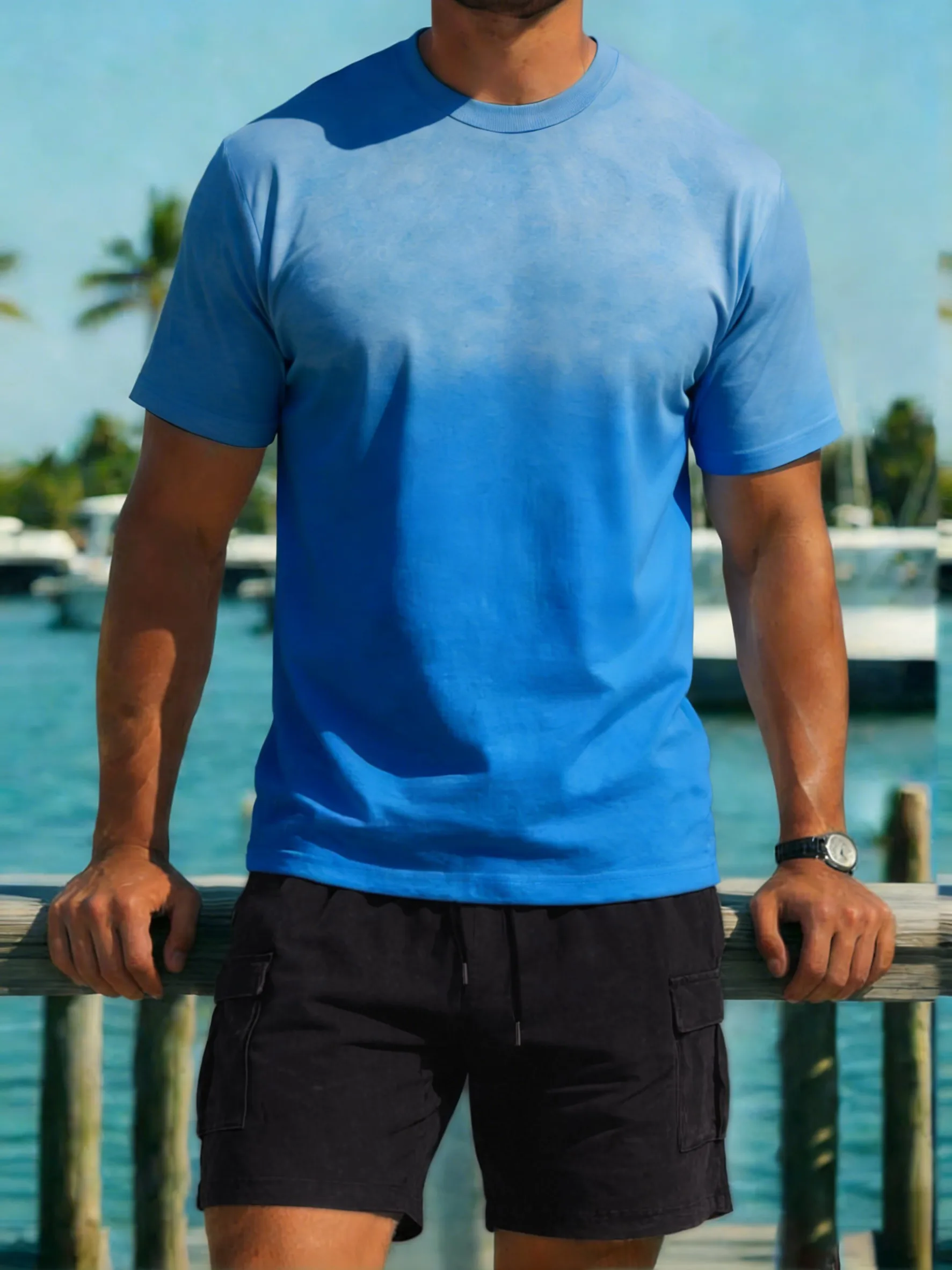 

Летний комплект из футболки и шорт с эффектом тай-дай, 2 предмета, повседневная одежда из мягкого хлопка, дышащая, свободная, уличный стиль, спортивный, пляжный, новинка, мужской комплект