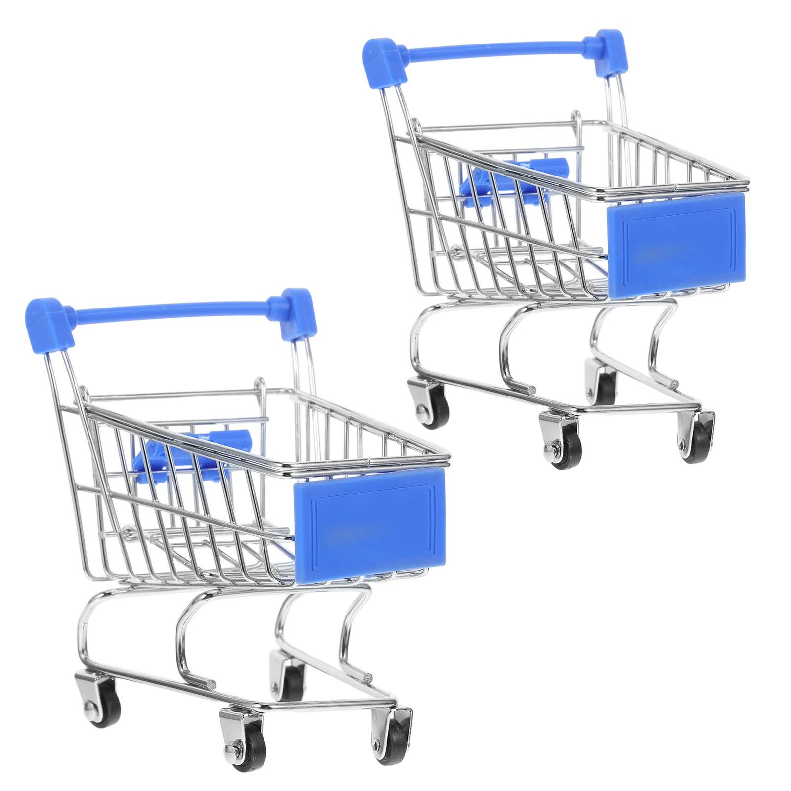 

2pcs Mini Supermarket Shopping Cart Metal Kids Toy Basket Grocery Small Trolley Realistic Compact Versatile Portable