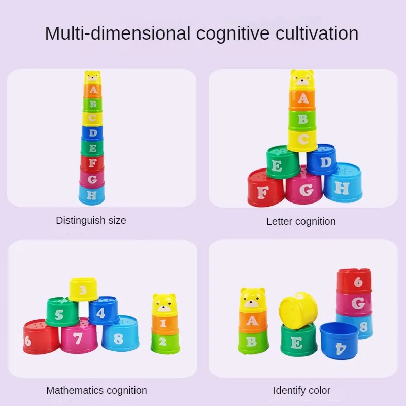 Tour d'Apprentissage Sensorielle : Gobelets Montessori Numérotés et Lettres