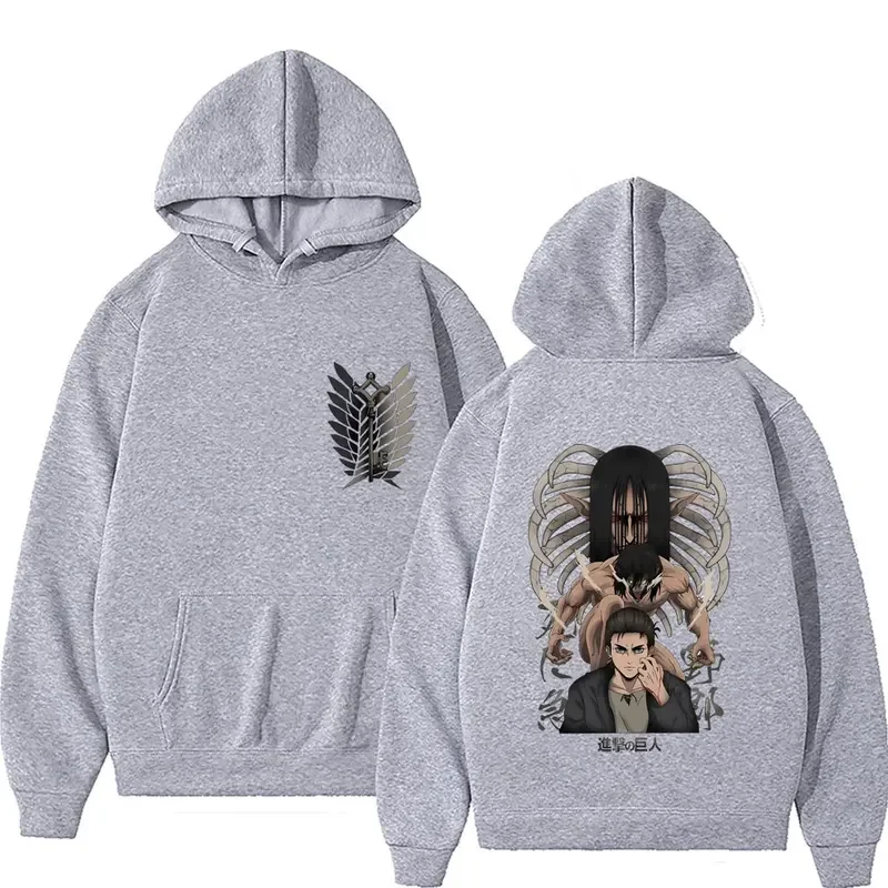 Sweats à capuche Anime Attack On Titan pour hommes et femmes, sweat à capuche imprimé graphique Yeager Eren, streetwear Harajuku, pull grande taille