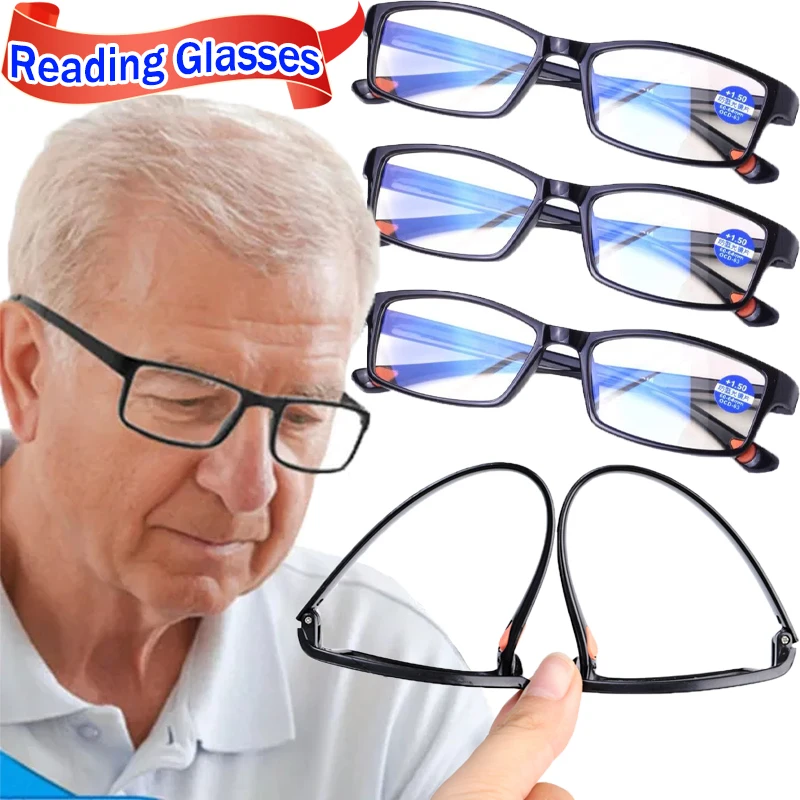 Anti-blue Light Reading Glasses Men Women Multifocal Progressive Sports Eyewear Black Frame Presbyopia Eyeglasses +100 To +400