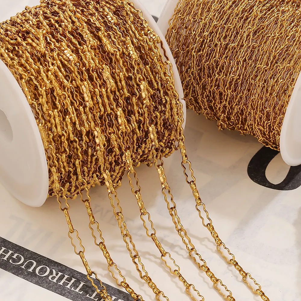 1 متر الفولاذ المقاوم للصدأ اليدوية سلاسل القرع DIY بها بنفسك صنع المجوهرات قلادة سوار مفتاح لوازم أقراط صنع سلسلة الجسم #4