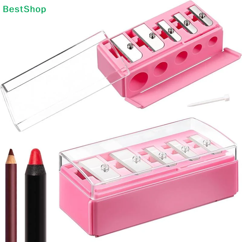 〔R〕5-Loch-Anspitzer, multifunktionaler Bleistiftspitzer mit Deckel für Eyeliner- und Lipliner-Stifte