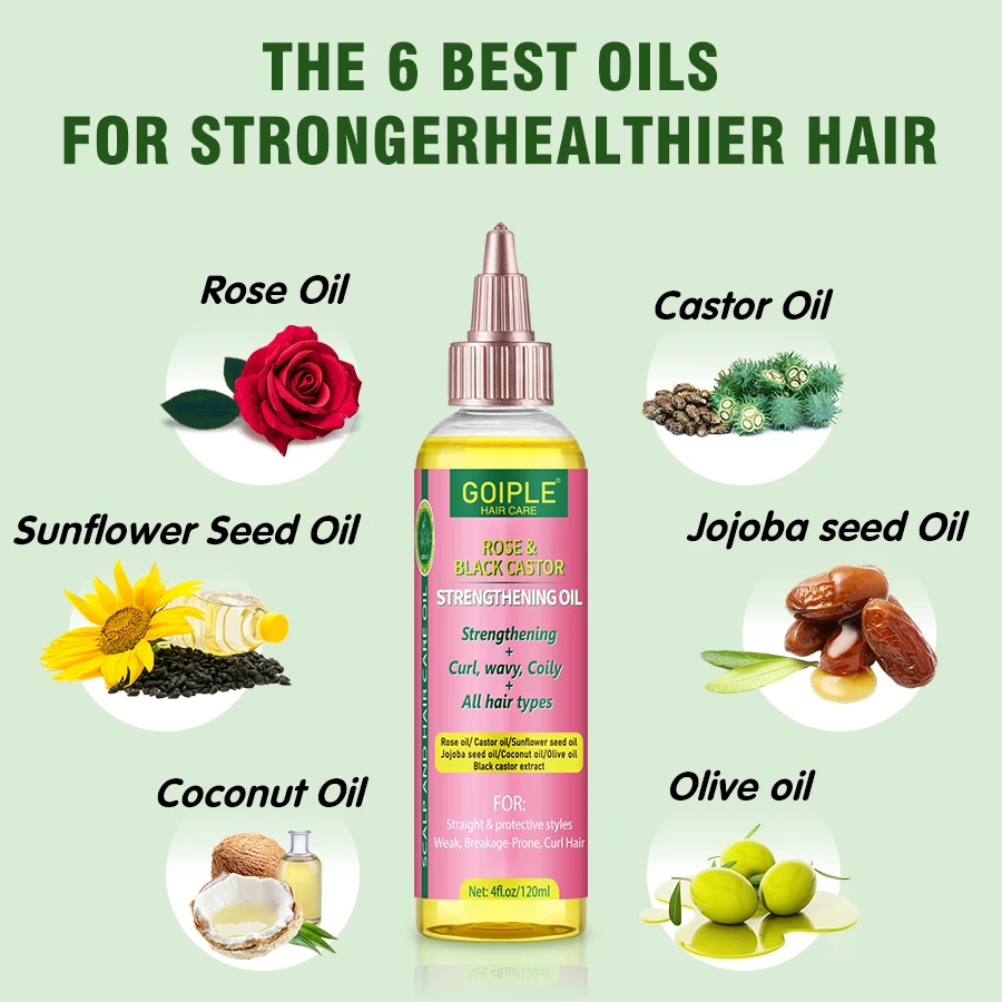 زيت تقوية الخروع الوردي والأسود الطبيعي، إصلاح الترطيب العميق، ينتهي الانقسام، زيت بلسم فروة الرأس للشعر الجاف التالف #2