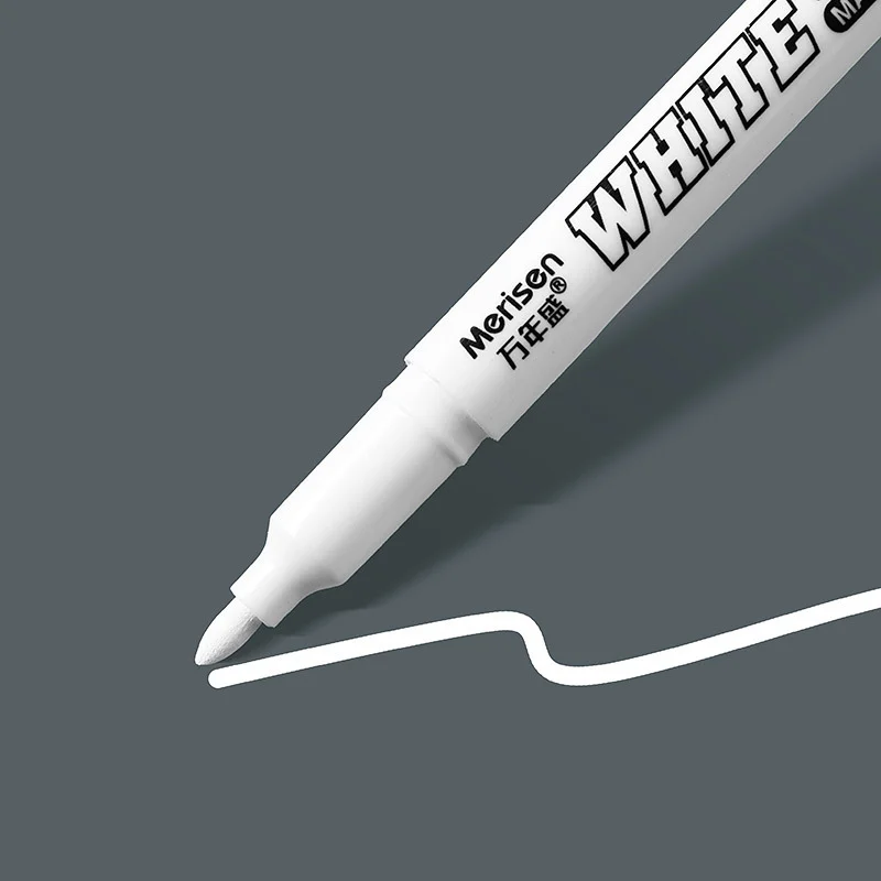 قلم تحديد أبيض مضاد للمياه طلاء كحولي أقلام تلوين بإطارات زيتية أقلام جرافيتي قلم جيل دائم للنسيج جلد خشبي Marker1.5MM