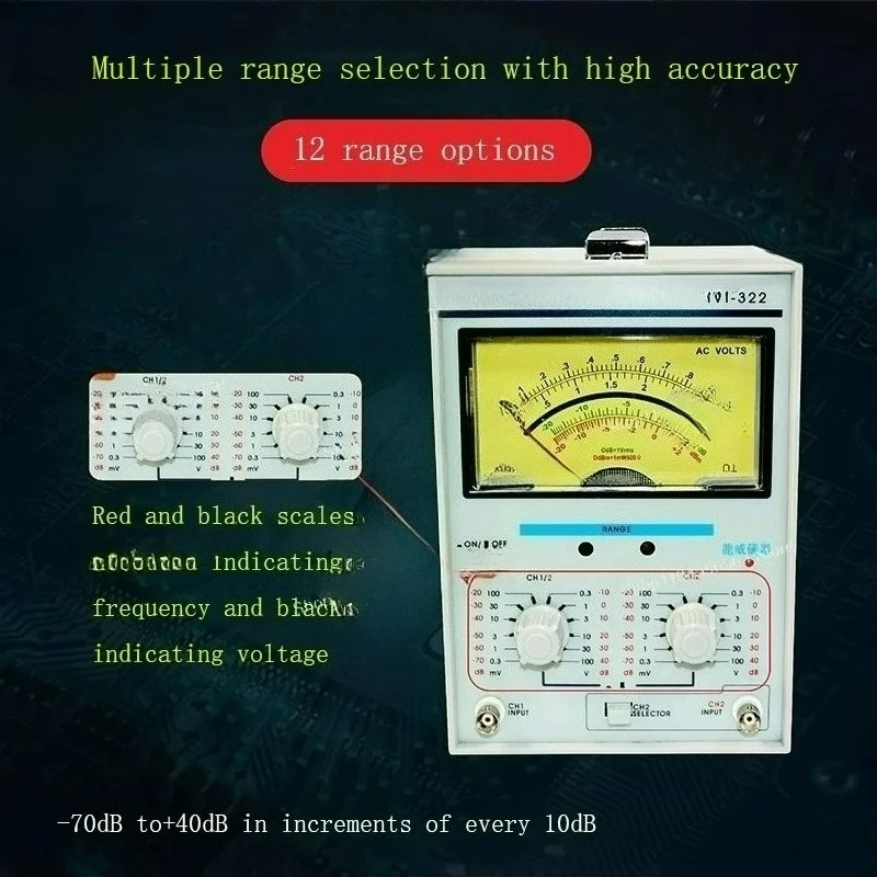 322 Digital AC Millivolt Meter, Dual Channel High Precision Voltmeter with Frequency Response Display